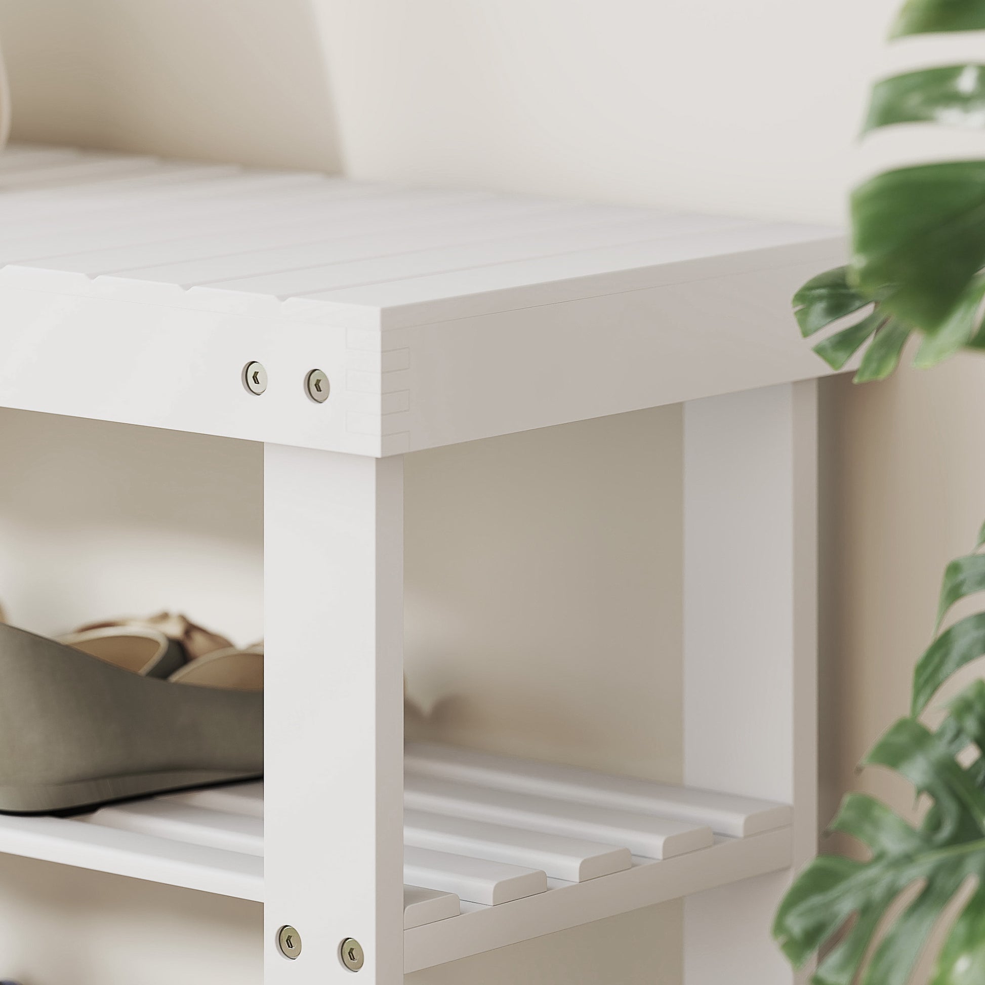 Bamboo Shoe Bench Shoe Rack with Seat Shoe Organizer 3-Tier Shoe Storage for 6 Pairs Shoes for Entryway Living Room Bedroom 70x28x45 cm White