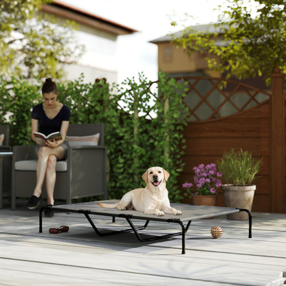 Elevated Outdoor Dog Bed for Large Dogs – Cooling Washable Mesh with Steel Frame, Outdoor Pet Cot for Camping, 60 x 37 x 9 in (152 x 94 x 23 cm), Gray