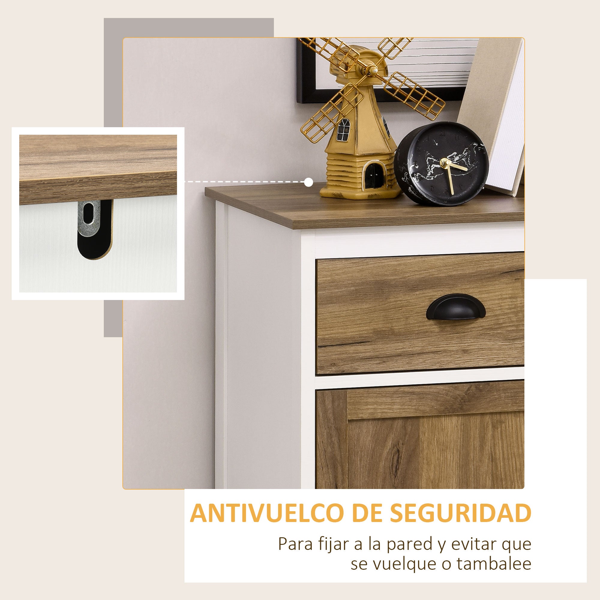 Sideboard for Living Room Storage Cabinet with Drawer 2 Doors and Adjustable Shelf for Bedroom Dining Room Kitchen 78.5x39x89.4 cm Brown