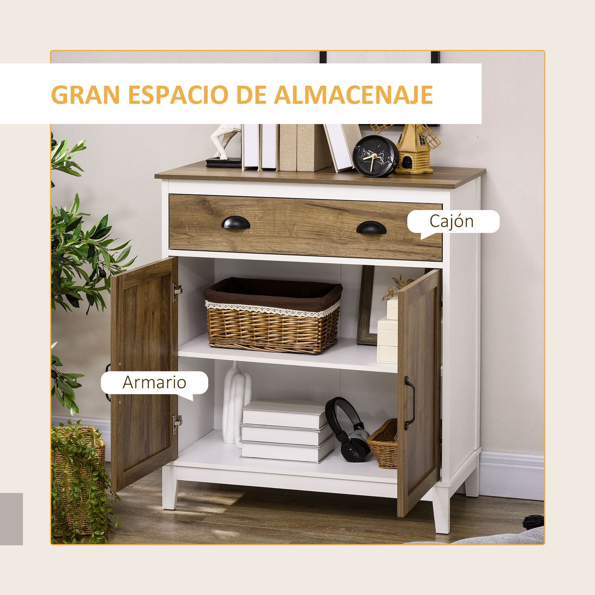 Sideboard for Living Room Storage Cabinet with Drawer 2 Doors and Adjustable Shelf for Bedroom Dining Room Kitchen 78.5x39x89.4 cm Brown