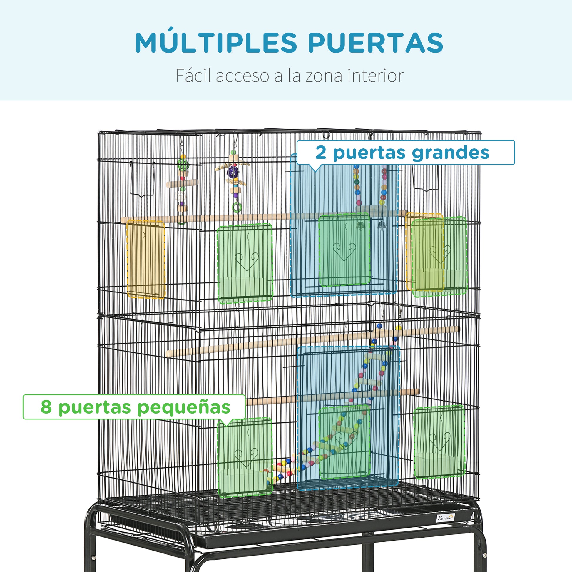 Bird Cage with Wheels Large Bird Cage with Stand Birdcage with Removable Tray Doors Feeders Perches Toys and Bottom Shelf for Canaries Parakeets 31.1x19.3x52.4 inches Black