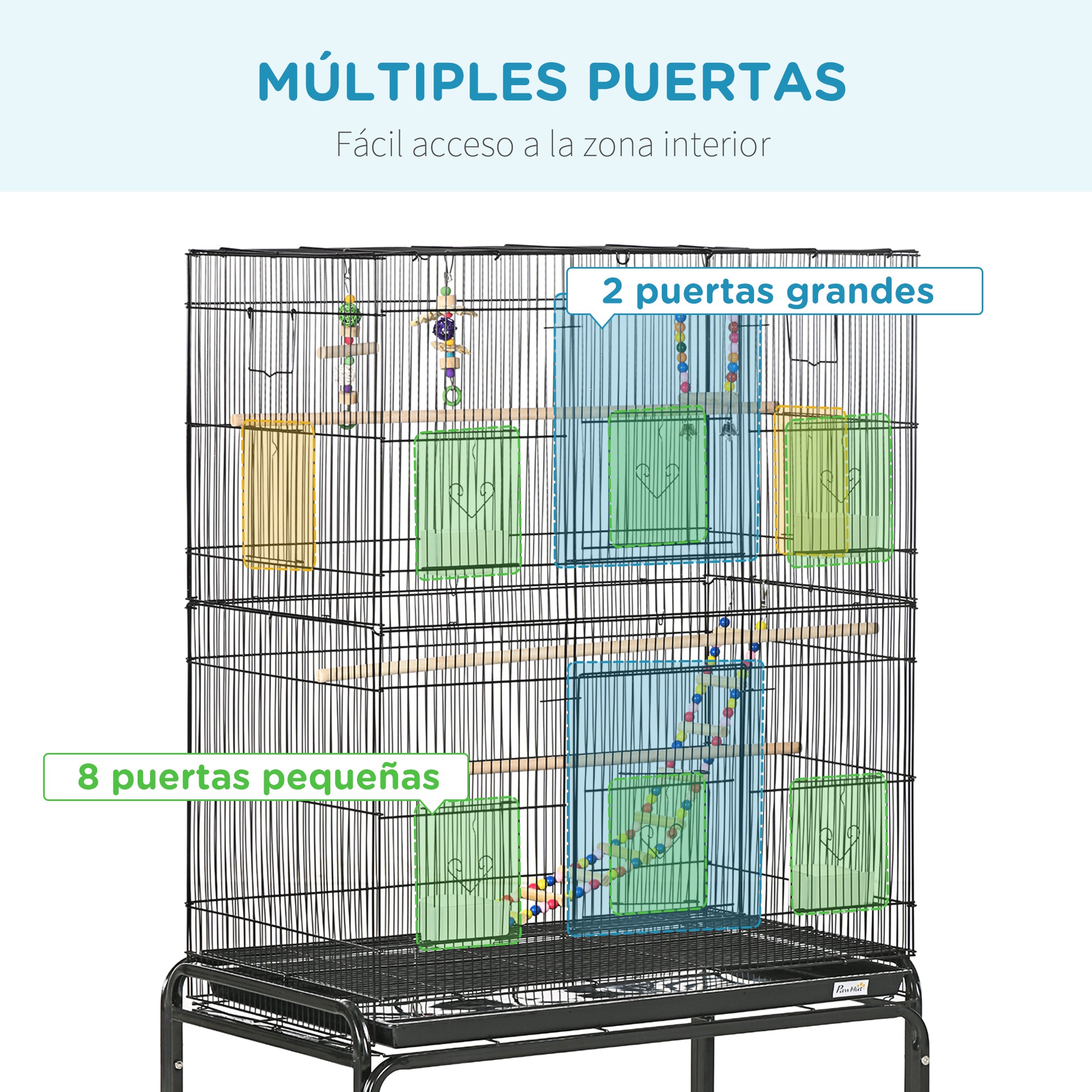 Bird Cage with Wheels Large Bird Cage with Stand Birdcage with Removable Tray Doors Feeders Perches Toys and Bottom Shelf for Canaries Parakeets 31.1x19.3x52.4 inches Black