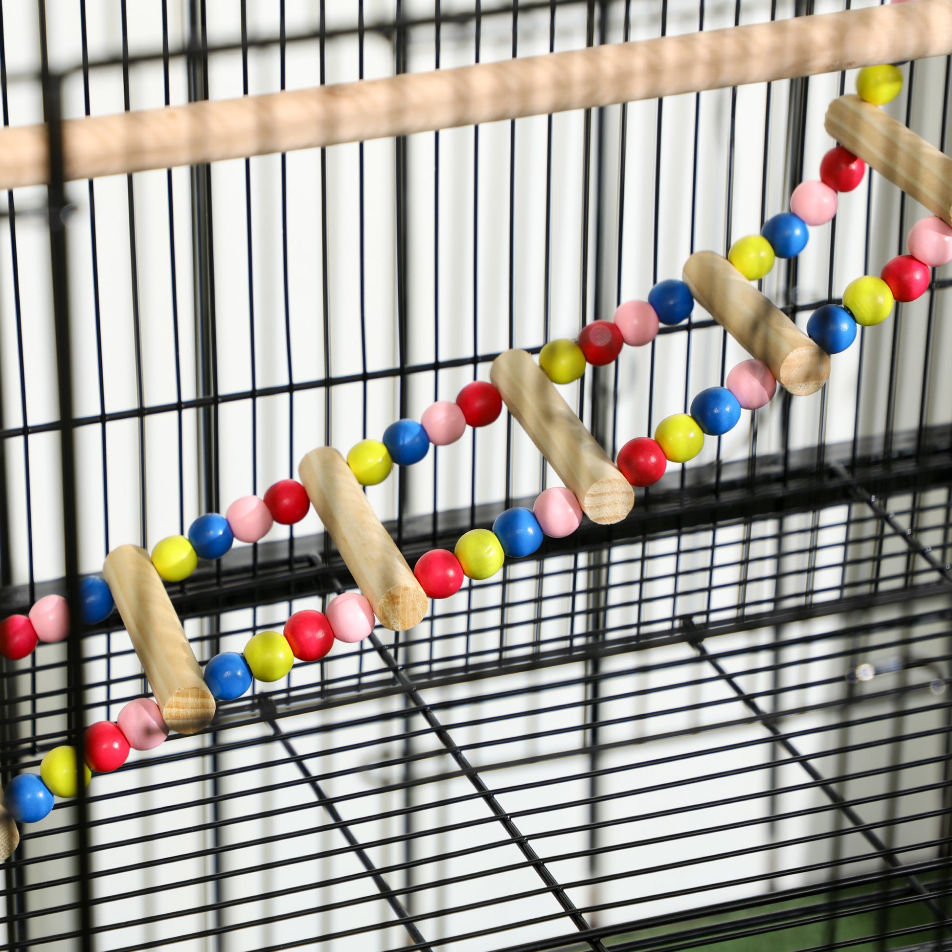 Bird Cage with Wheels Large Bird Cage with Stand Birdcage with Removable Tray Doors Feeders Perches Toys and Bottom Shelf for Canaries Parakeets 31.1x19.3x52.4 inches Black