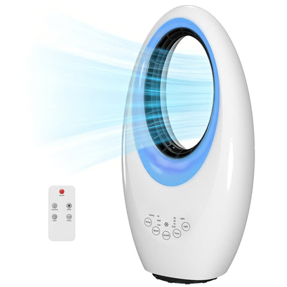 Bladeless Tower Fan for Bedroom, 36 dB Quiet, 60° Oscillation, LED Lighting, 3 Speeds, 7.5-Hour Timer, Remote Control, White