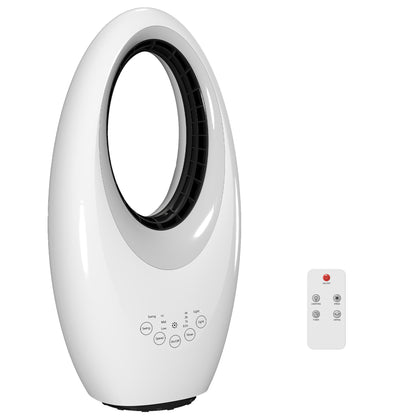 Bladeless Tower Fan for Bedroom, 36 dB Quiet, 60° Oscillation, LED Lighting, 3 Speeds, 7.5-Hour Timer, Remote Control, White