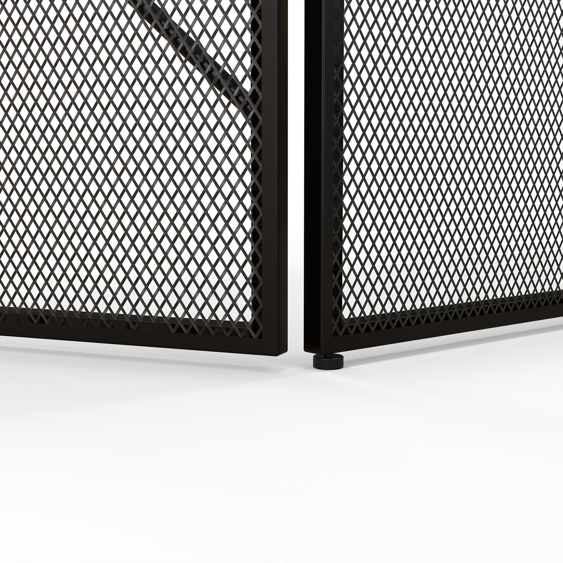 Folding Fireplace Screen 3 Panels, Fireplace Spark Guard, Fireplace Guard Mesh Steel with Geometric Design and Non-Slip Feet, 135L x 1.2W x 85H cm, black