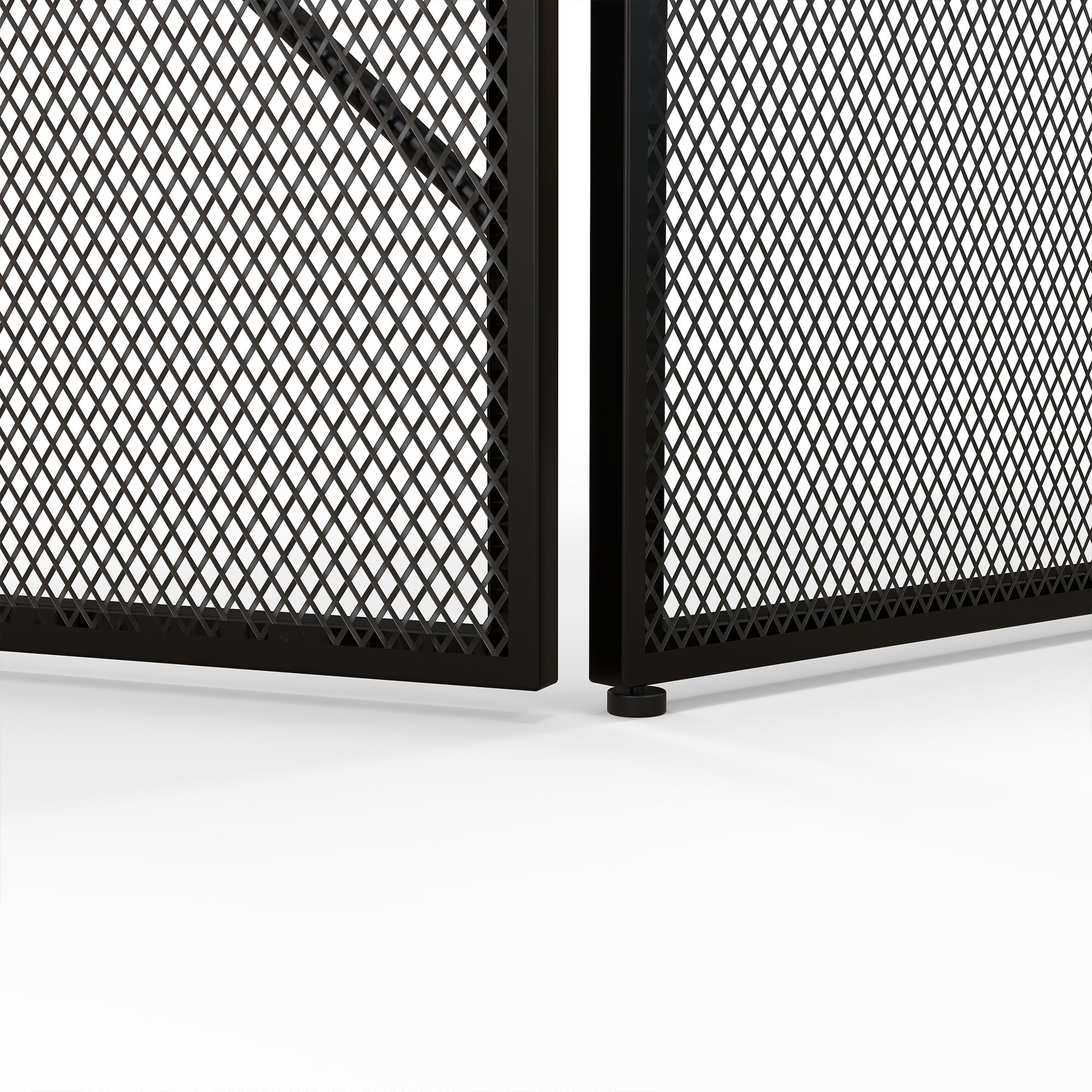 Folding Fireplace Screen 3 Panels, Fireplace Spark Guard, Fireplace Guard Mesh Steel with Geometric Design and Non-Slip Feet, 135L x 1.2W x 85H cm, black