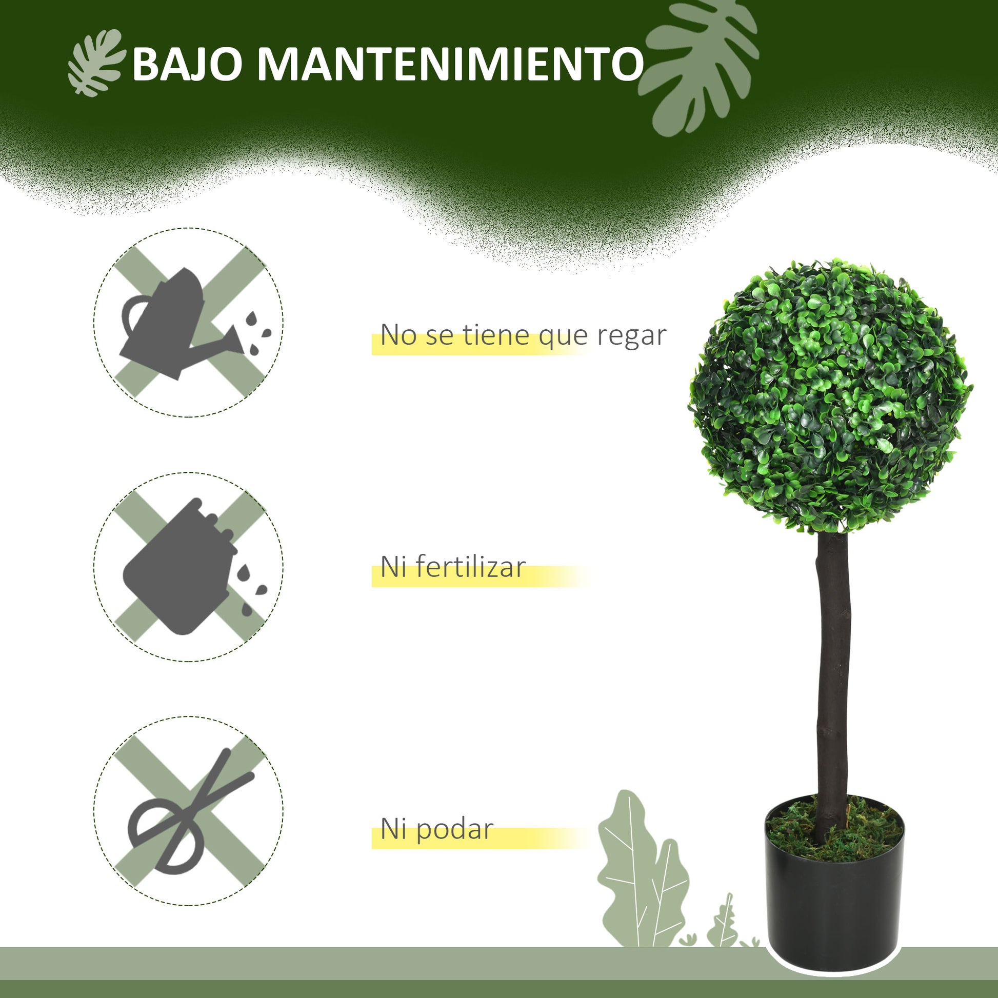 Set of 2 Decorative Artificial Plants 60 cm Boxwood Ball Trees in Pots Fake Plants for Indoor and Outdoor Home Decoration Ø20x60 cm Green