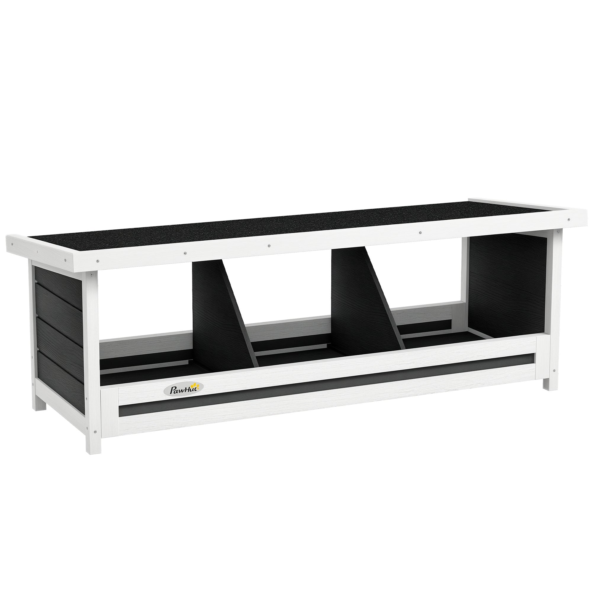 Chicken Laying Nest 3 Stalls with Asphalt Roof, Wood Construction, for Indoor and Outdoor Use, 95 x 37 x 34 cm, Gray Black