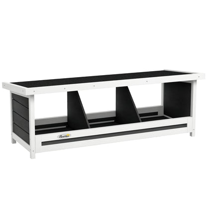 Chicken Laying Nest 3 Stalls with Asphalt Roof, Wood Construction, for Indoor and Outdoor Use, 95 x 37 x 34 cm, Gray Black