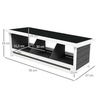 Chicken Laying Nest 3 Stalls with Asphalt Roof, Wood Construction, for Indoor and Outdoor Use, 95 x 37 x 34 cm, Gray Black