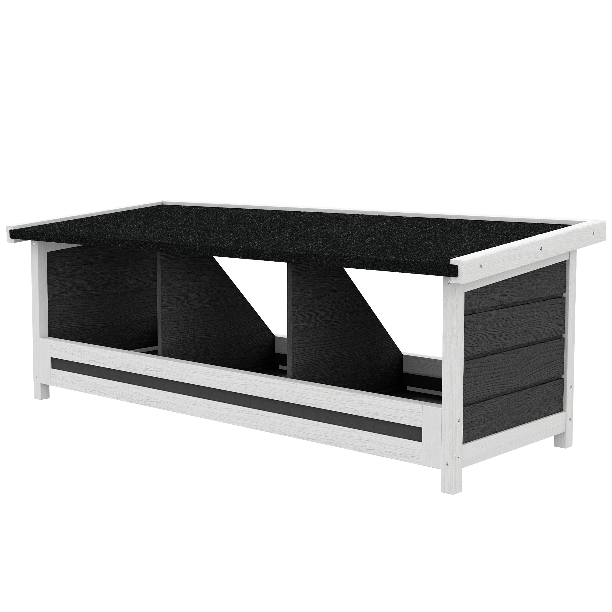 Chicken Laying Nest 3 Stalls with Asphalt Roof, Wood Construction, for Indoor and Outdoor Use, 95 x 37 x 34 cm, Gray Black