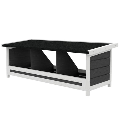 Chicken Laying Nest 3 Stalls with Asphalt Roof, Wood Construction, for Indoor and Outdoor Use, 95 x 37 x 34 cm, Gray Black