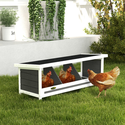 Chicken Laying Nest 3 Stalls with Asphalt Roof, Wood Construction, for Indoor and Outdoor Use, 95 x 37 x 34 cm, Gray Black