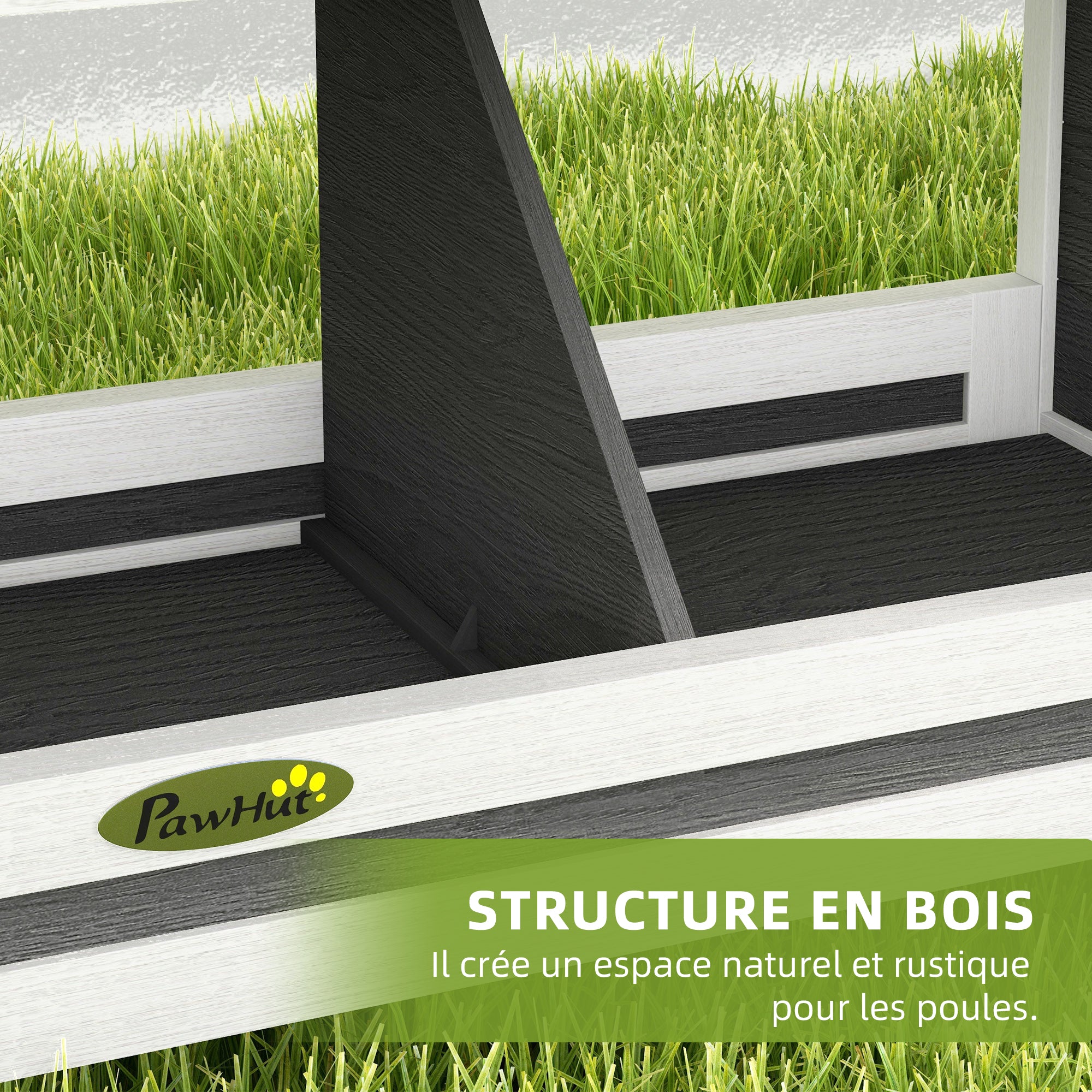 Chicken Laying Nest 3 Stalls with Asphalt Roof, Wood Construction, for Indoor and Outdoor Use, 95 x 37 x 34 cm, Gray Black