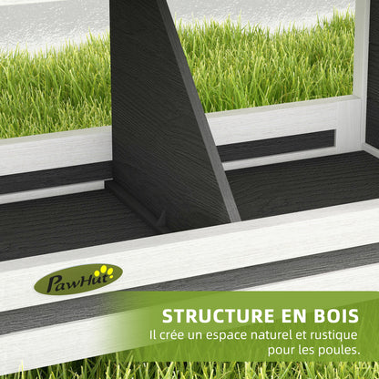 Chicken Laying Nest 3 Stalls with Asphalt Roof, Wood Construction, for Indoor and Outdoor Use, 95 x 37 x 34 cm, Gray Black