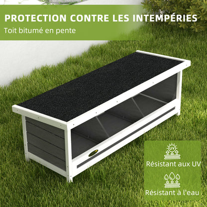 Chicken Laying Nest 3 Stalls with Asphalt Roof, Wood Construction, for Indoor and Outdoor Use, 95 x 37 x 34 cm, Gray Black