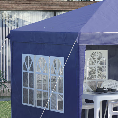 Folding Canopy 6x3 m with 4 Detachable Sides Garden Gazebo with 4 Visible Windows and Waterproof Carrying Bag for Outdoor Patio Terrace Blue