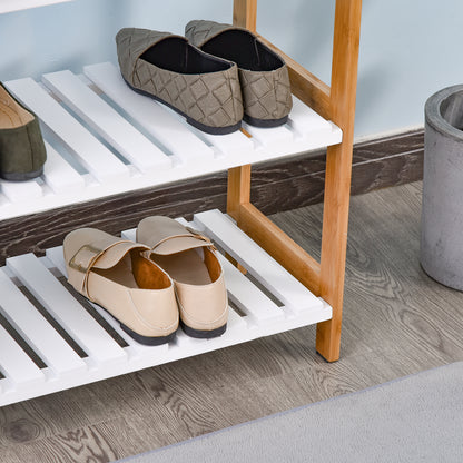 Shoe Rack, Storage Shelf, 3-Tier Shoe Cabinet Bamboo MDF White