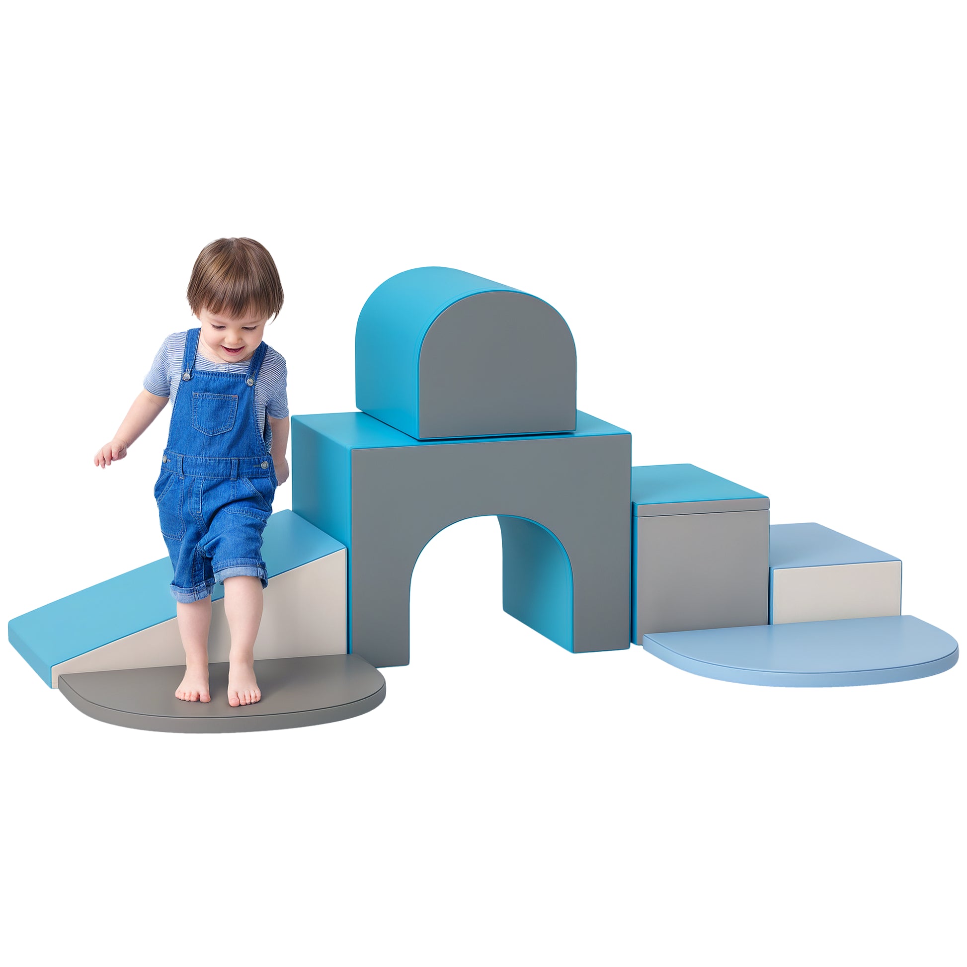 7PCS Baby Motor Skills Module Baby Motor Skills Course Foam Building Blocks with Synthetic Coating Cover - educational toys for preschool children, multicolor