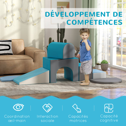 7PCS Baby Motor Skills Module Baby Motor Skills Course Foam Building Blocks with Synthetic Coating Cover - educational toys for preschool children, multicolor