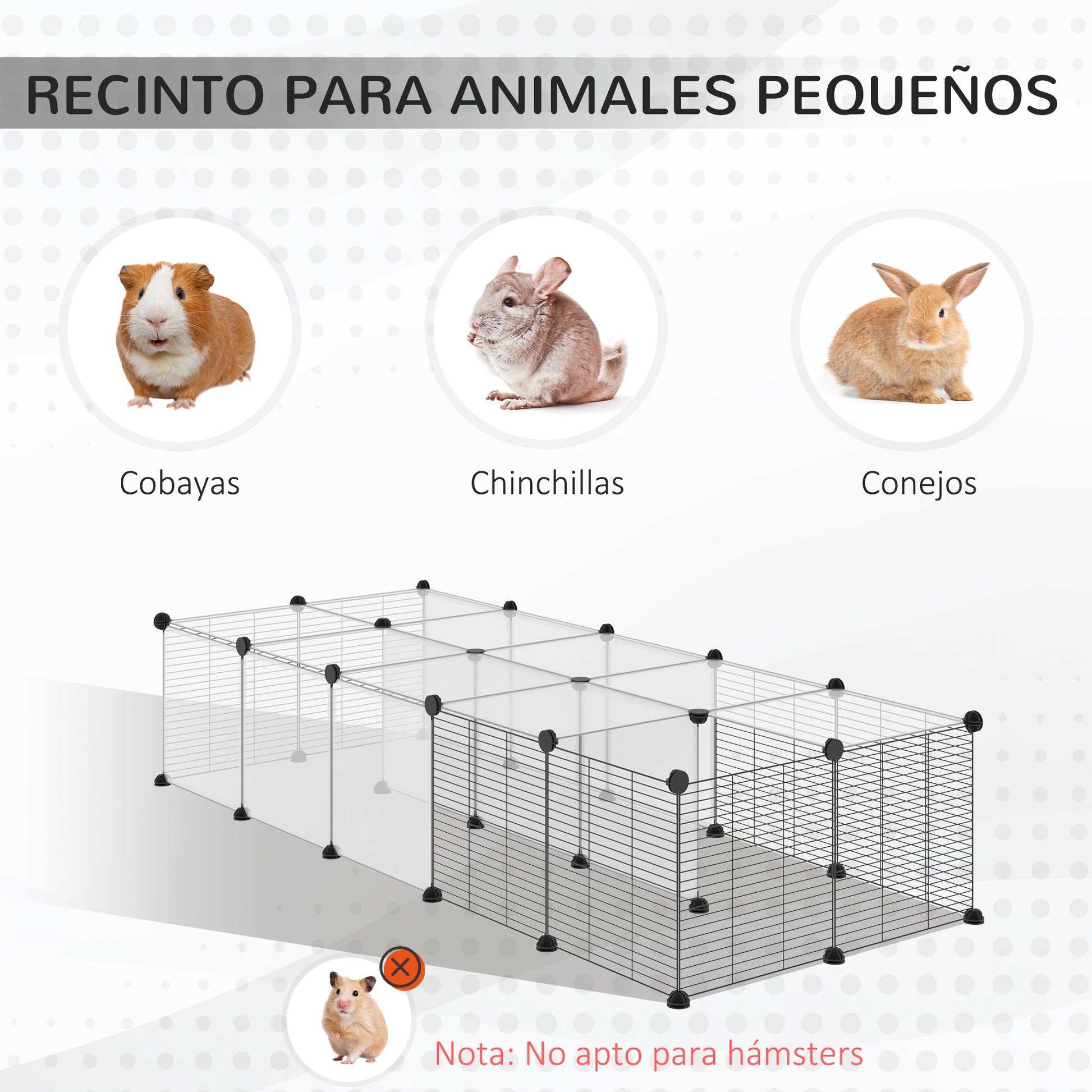 Small Animal Cage Pet Playpen with 27 Panels and Customizable Shape for Guinea Pigs Rabbits Chinchillas 140x70x70 cm Transparent