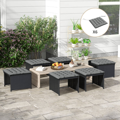 Set of 6 garden chair cushions, Padded outdoor cushions, great comfort cm with ties, dimensions 40L x 40W cm Gray