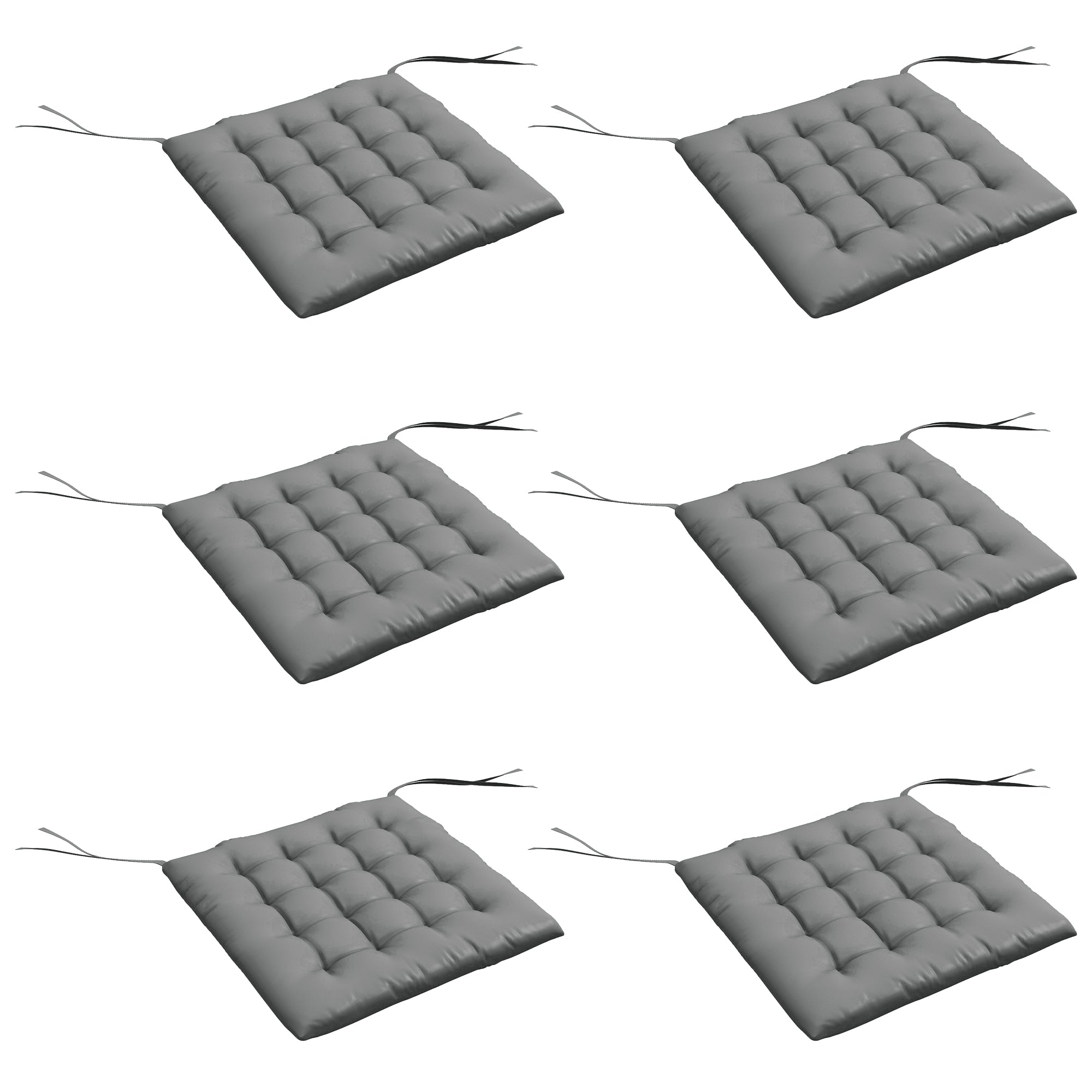 Set of 6 garden chair cushions, Padded outdoor cushions, great comfort cm with ties, dimensions 40L x 40W cm Gray