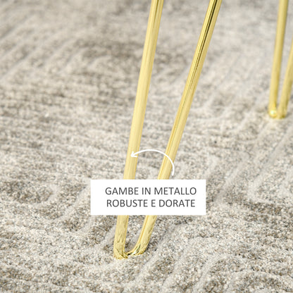 2-in-1 Storage Pouf with Stool and Coffee Table Function, Green Wood and Fabric, Metal with Gold Finish, 36x36x45cm