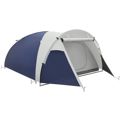 Lightweight Ventilated Dome Camping Tent for 3/4 People with Zippered Doors, Included Carrying Bag Oxford 320 x 240 x 130 cm Dark Blue Light Gray