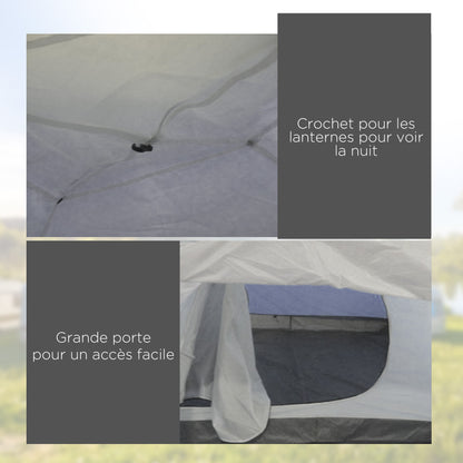 Lightweight Ventilated Dome Camping Tent for 3/4 People with Zippered Doors, Included Carrying Bag Oxford 320 x 240 x 130 cm Dark Blue Light Gray