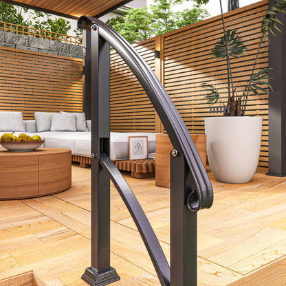 71 cm Stair Railing Handrail with Adjustable Angle Installation Kit for 1-3 Steps Outdoor Terrace Patio Black