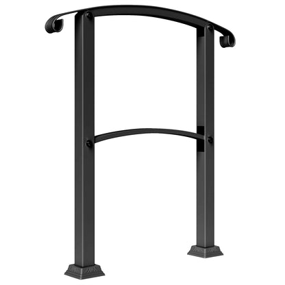 71 cm Stair Railing Handrail with Adjustable Angle Installation Kit for 1-3 Steps Outdoor Terrace Patio Black