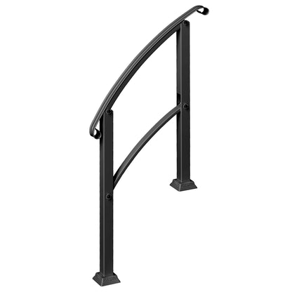 71 cm Stair Railing Handrail with Adjustable Angle Installation Kit for 1-3 Steps Outdoor Terrace Patio Black
