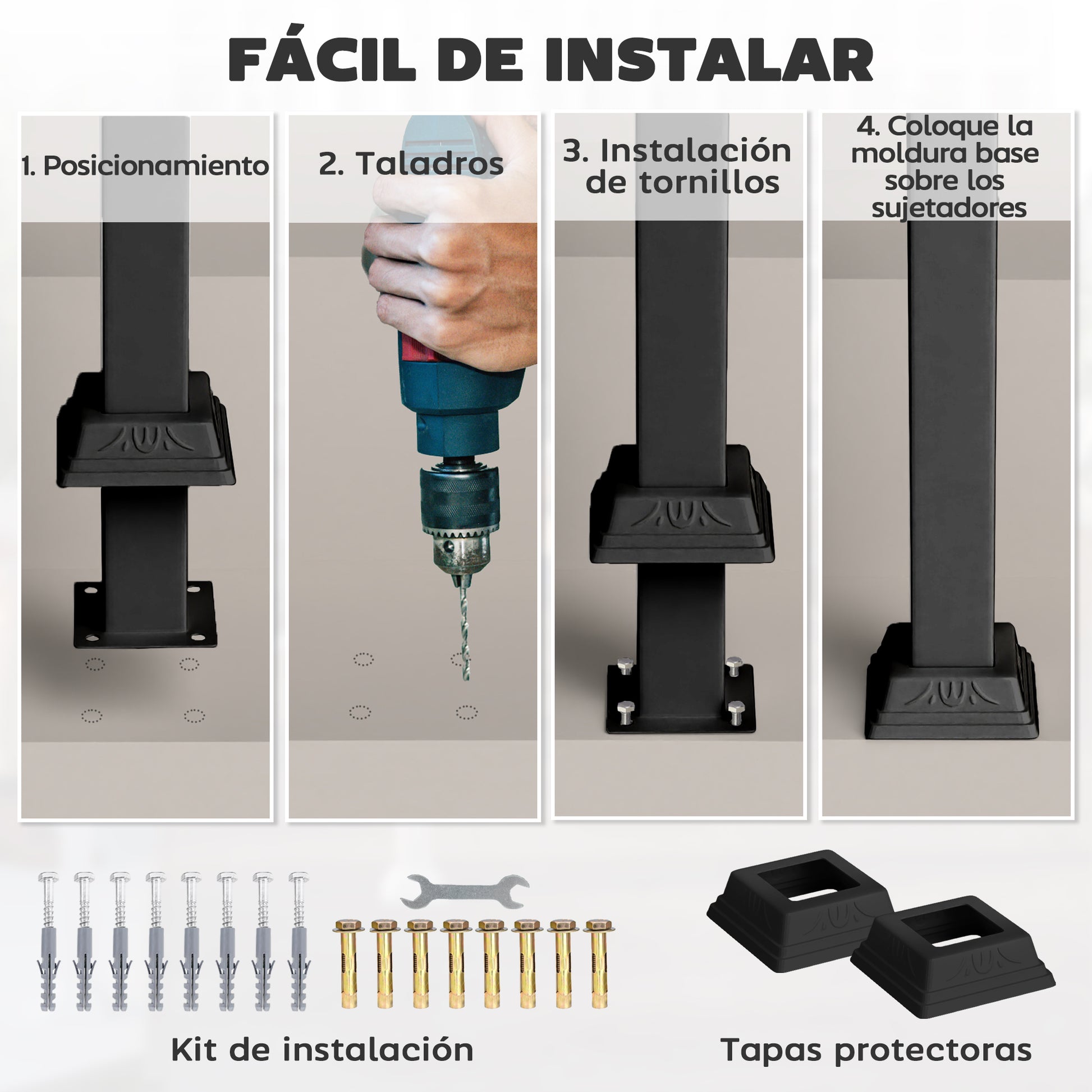 71 cm Stair Railing Handrail with Adjustable Angle Installation Kit for 1-3 Steps Outdoor Terrace Patio Black