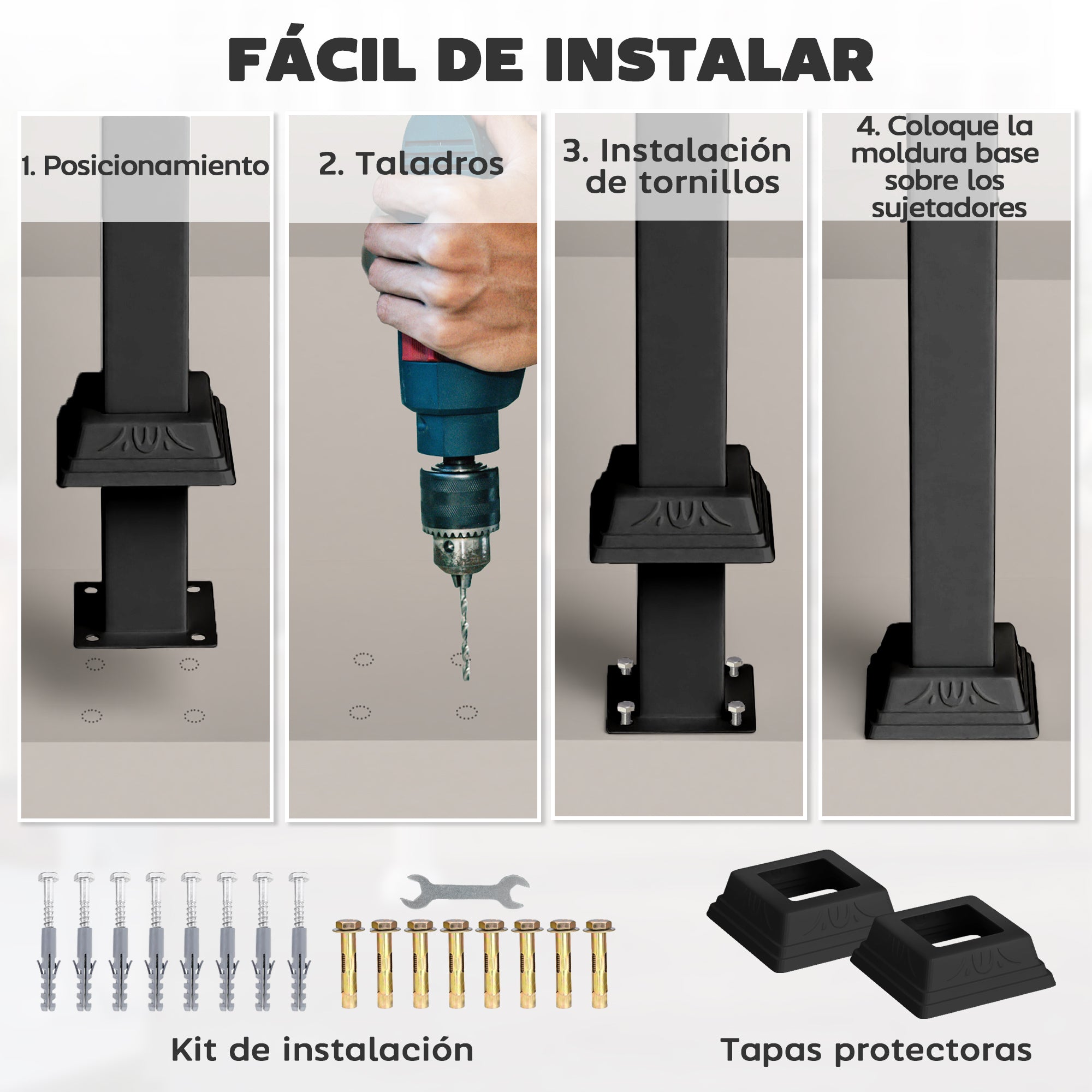 71 cm Stair Railing Handrail with Adjustable Angle Installation Kit for 1-3 Steps Outdoor Terrace Patio Black