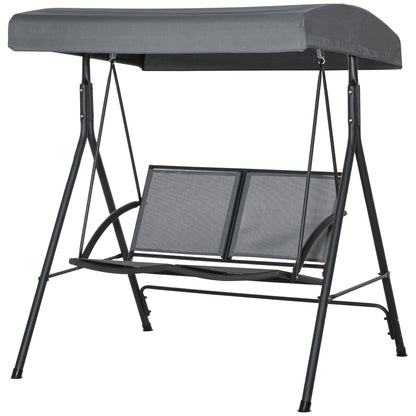 2-Seater Garden Swing for Outdoors with Adjustable Canopy and Texteline Seat, 140x118x162cm Gray