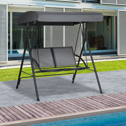 2-Seater Garden Swing for Outdoors with Adjustable Canopy and Texteline Seat, 140x118x162cm Gray