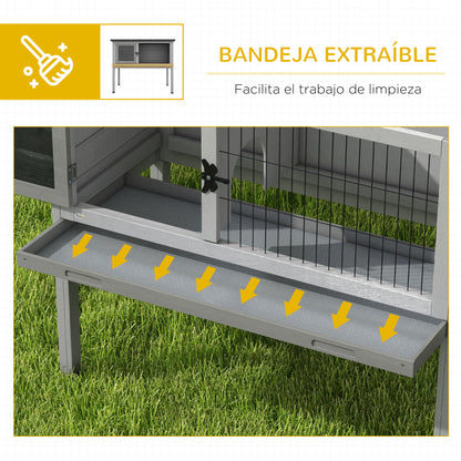 Wooden Rabbit Hutch Outdoor Shelter for Small Pets Rabbits Guinea Pigs with Removable Tray and Asphalt Roof 84x43x70 cm Gray and Black