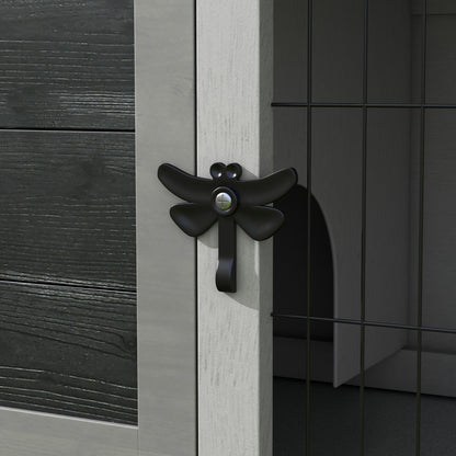 Wooden Rabbit Hutch Outdoor Shelter for Small Pets Rabbits Guinea Pigs with Removable Tray and Asphalt Roof 84x43x70 cm Gray and Black