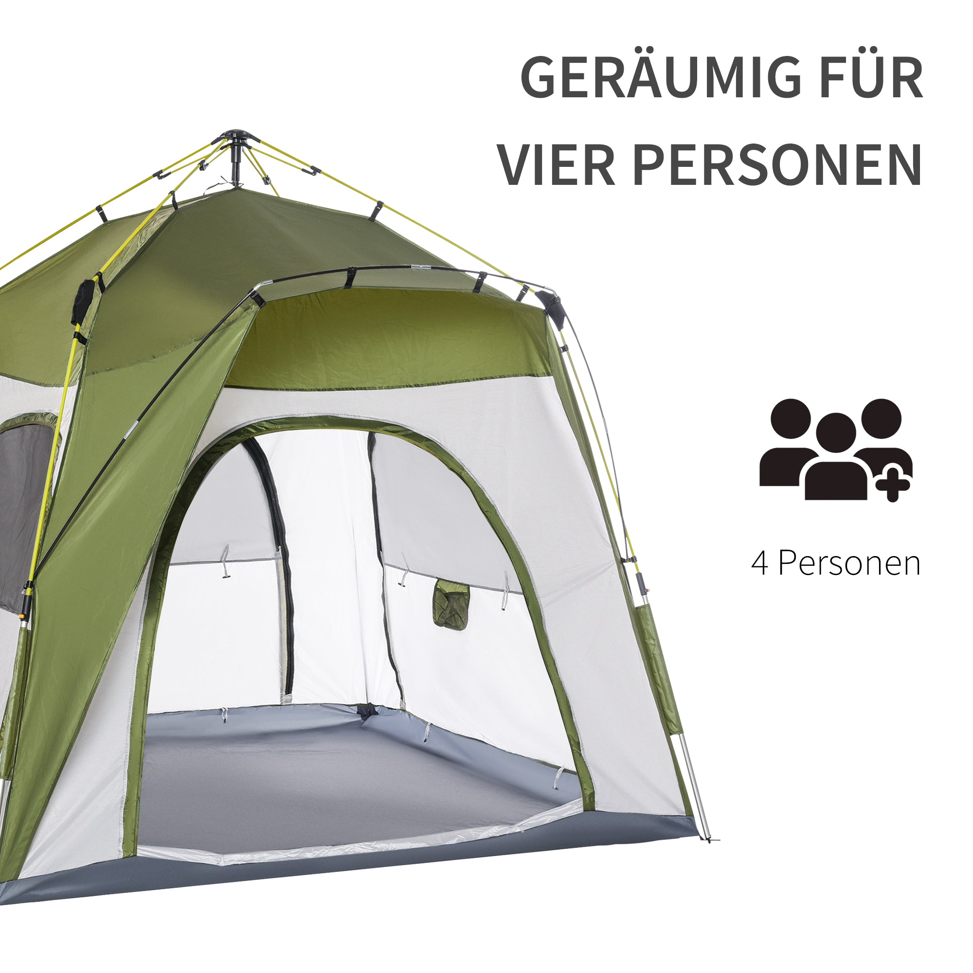 Dome Tent for 4 people - Light, stable, waterproof, UV 50+ pop-up camping tent with hook, door, window, ground sheet, family tent with 1000mm water column tent for camping, travel, trekking, garden