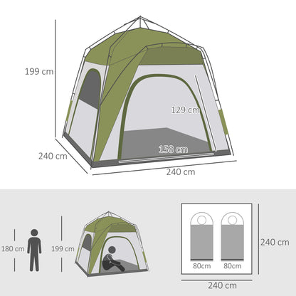 Dome Tent for 4 people - Light, stable, waterproof, UV 50+ pop-up camping tent with hook, door, window, ground sheet, family tent with 1000mm water column tent for camping, travel, trekking, garden