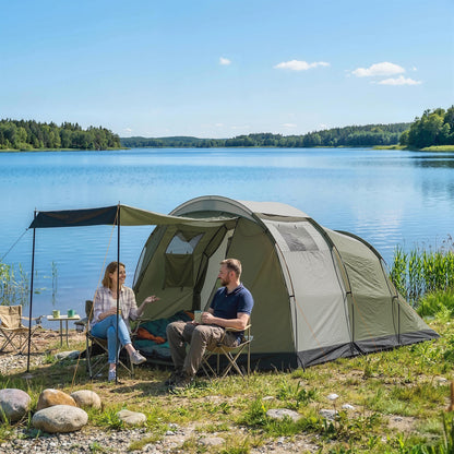 3–4 Person Camping Tent — Waterproof Family Tent with Sleeping Cabin, Front Awning & Living Area, 3000 mm Hydrostatic Head, Green