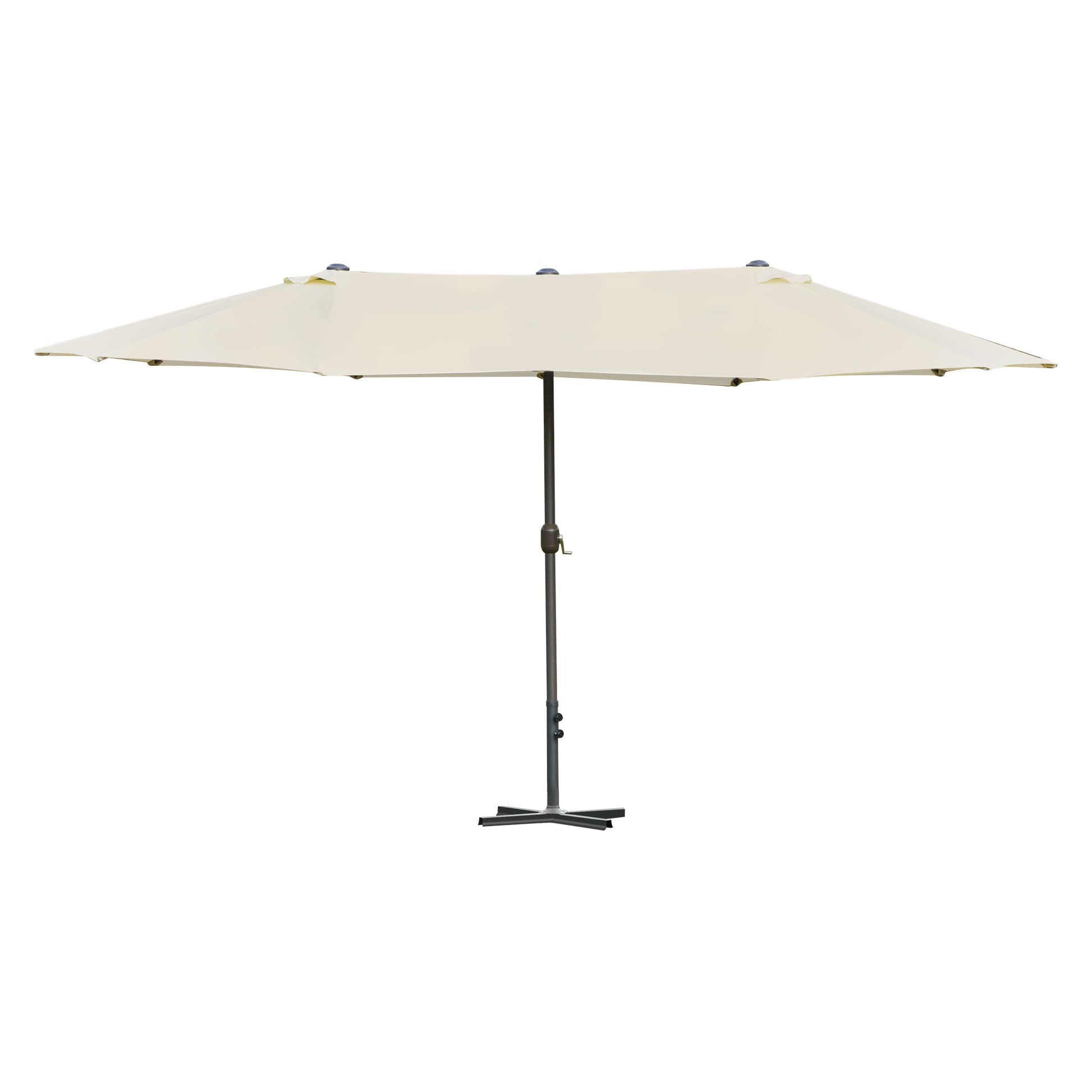 Double Umbrella 4.55x2.65 m Outdoor Terrace Umbrella with Manual Crank Water-Resistant and Sun Protection Large Umbrella for Terrace Beach Pool Cream