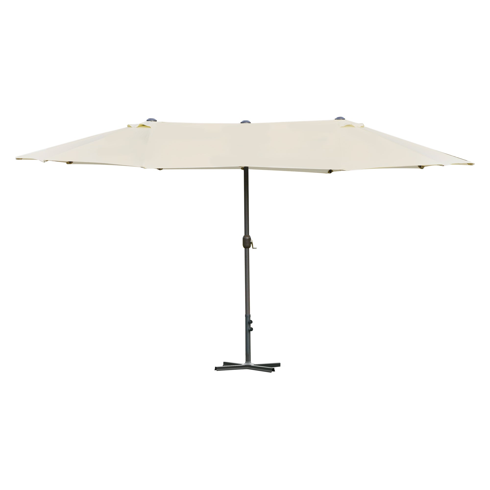 Double Umbrella 4.55x2.65 m Outdoor Terrace Umbrella with Manual Crank Water-Resistant and Sun Protection Large Umbrella for Terrace Beach Pool Cream