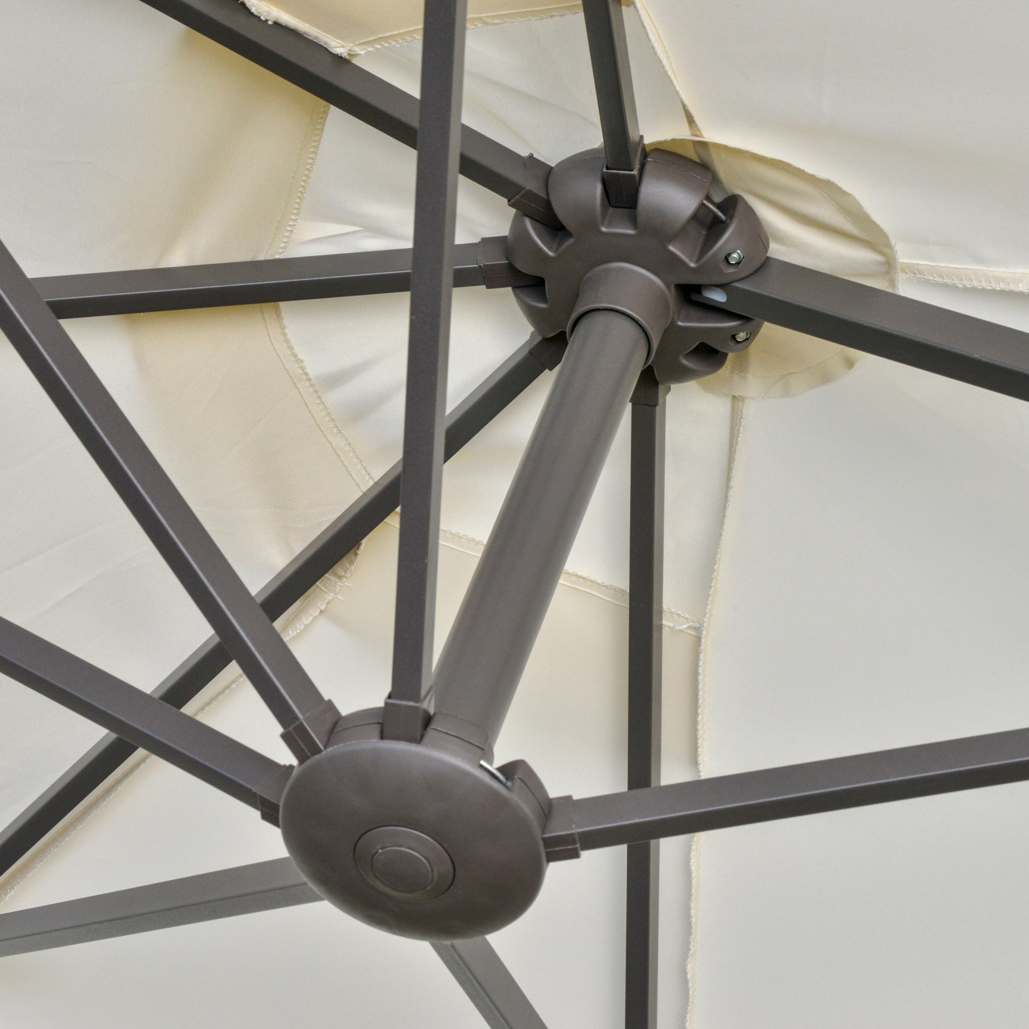 Double Umbrella 4.55x2.65 m Outdoor Terrace Umbrella with Manual Crank Water-Resistant and Sun Protection Large Umbrella for Terrace Beach Pool Cream