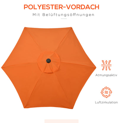 Umbrella Ø196 cm, hexagonal balcony umbrella beach umbrella wind resistant stable market umbrella crank umbrella sun protection for beach balcony garden, Orange