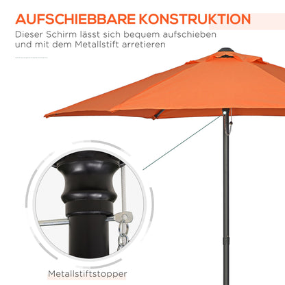 Umbrella Ø196 cm, hexagonal balcony umbrella beach umbrella wind resistant stable market umbrella crank umbrella sun protection for beach balcony garden, Orange