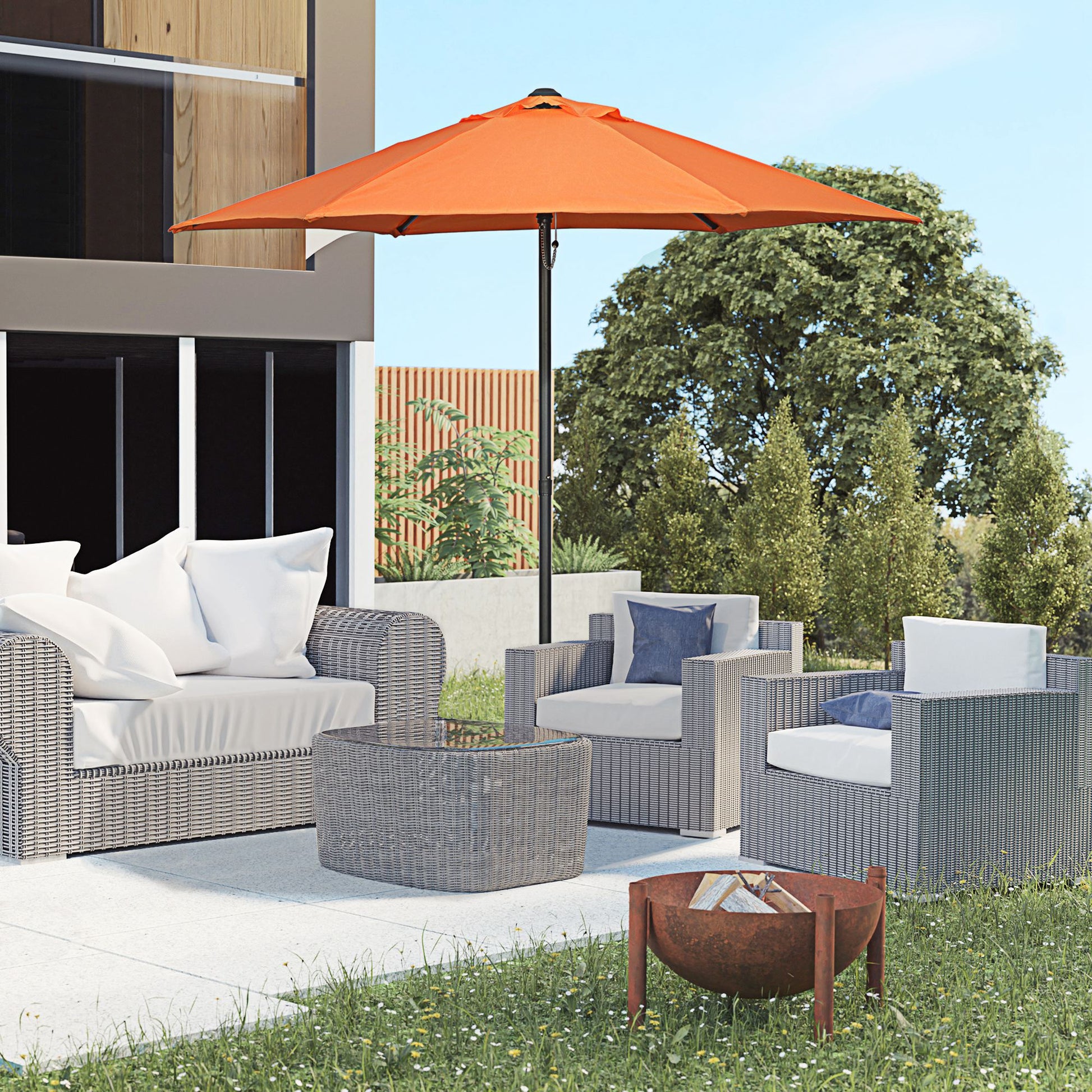 Umbrella Ø196 cm, hexagonal balcony umbrella beach umbrella wind resistant stable market umbrella crank umbrella sun protection for beach balcony garden, Orange
