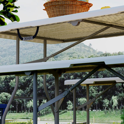 Folding Beer Tent Set 3-piece Camping Table, 2 Beer Benches with Carrying Handle, Beer Tent Set for Balcony, Garden, Party Tent 180 x 74 x 74 cm